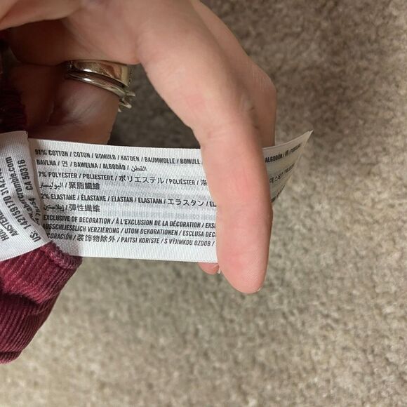 Abercrombie & Fitch Mini Skirt Women Size 00 Red Stretch Corduroy Raw Hem Casual - Picture 7 of 9